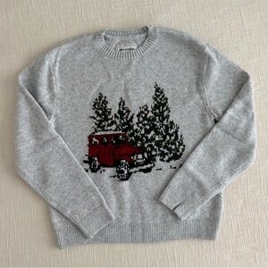 Abercrombie Kids Gray Sweater with Red Car design.
